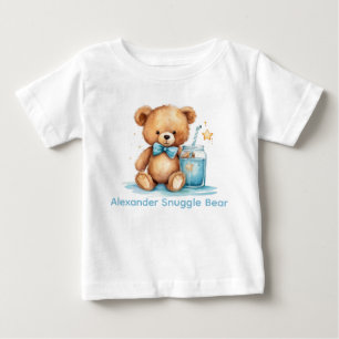 Camiseta Para Bebê Nome Personalizado Blue Teddy Bear Shirt