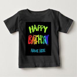 Camiseta Para Bebê Nome personalizado Brilho e Parabéns Toddler T-sh