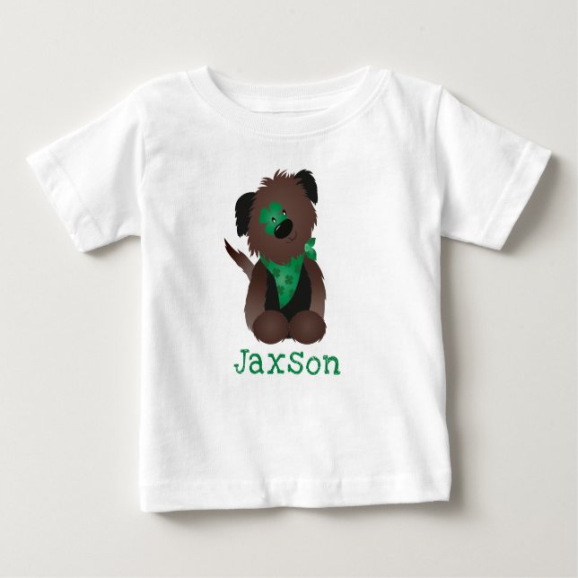 Camiseta Para Bebê Nome Personalizado Cachorro Quatro Folha (Frente)