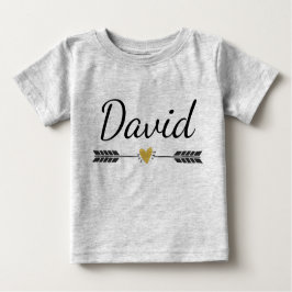 Camiseta Para Bebê Nome Personalizado com Seta e coração