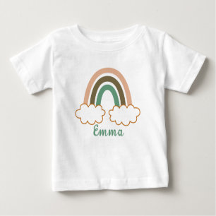 Camiseta Para Bebê Nome Personalizado com Trendy Boho Rainbow