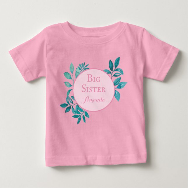 Camiseta Para Bebê Nome personalizado da Big Sister (Frente)