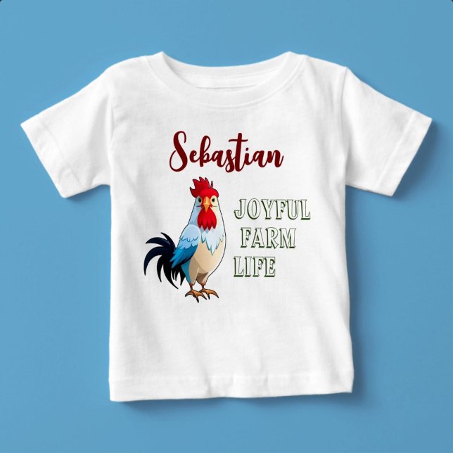 Camiseta Para Bebê Nome Personalizado da Vida Útil da Fazenda (Joyful Farm Life)