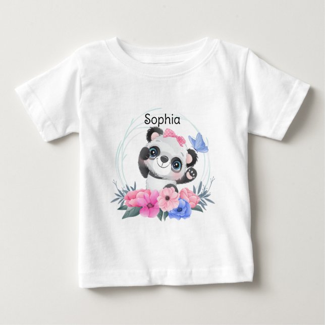 Camiseta Para Bebê Nome Personalizado de Flower da Flor do Bebê Cugad (Frente)