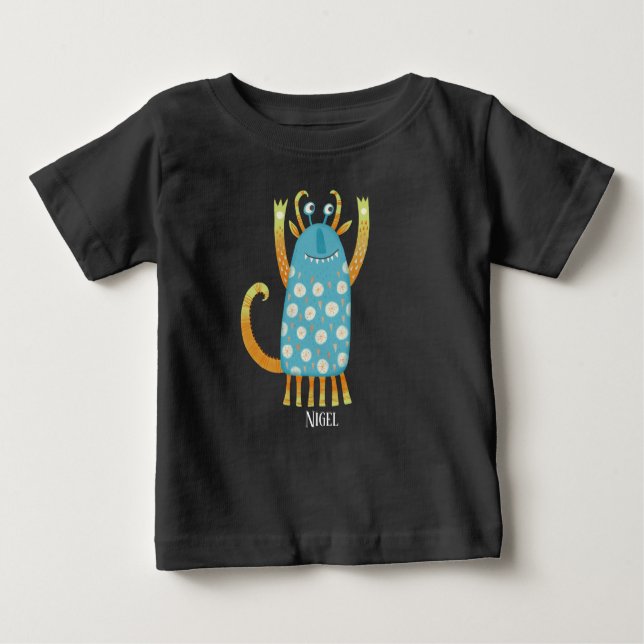 Camiseta Para Bebê Nome Personalizado de Nigel Monster (Frente)