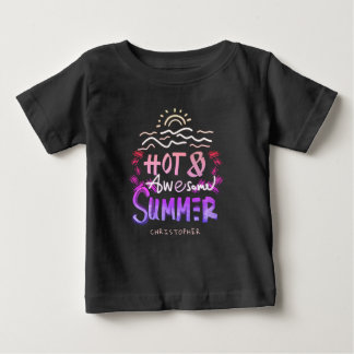 Camiseta Para Bebê Nome personalizado de verão quente e incrível