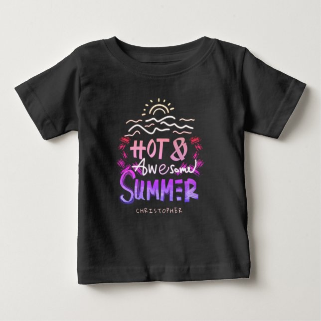 Camiseta Para Bebê Nome personalizado de verão quente e incrível (Frente)