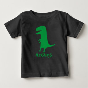 Camiseta Para Bebê Nome Personalizado Dinossauro Engraçado