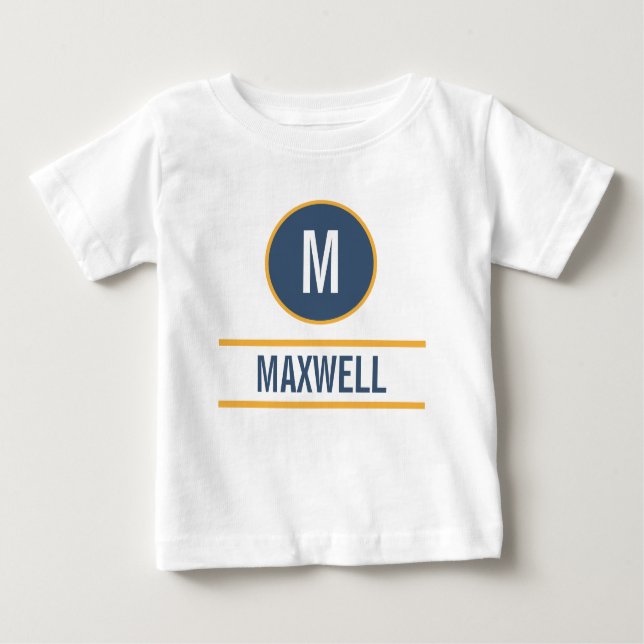 Camiseta Para Bebê Nome personalizado do monograma texto modelo T-Shi (Frente)