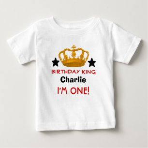Camiseta Para Bebê Nome personalizado do primeiro aniversario Coroa e
