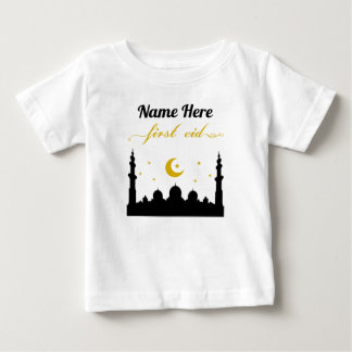 Camiseta Para Bebê Nome Personalizado do Primeiro Eid