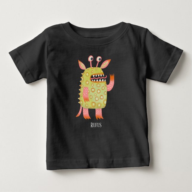 Camiseta Para Bebê Nome Personalizado do Rufus Monster (Frente)