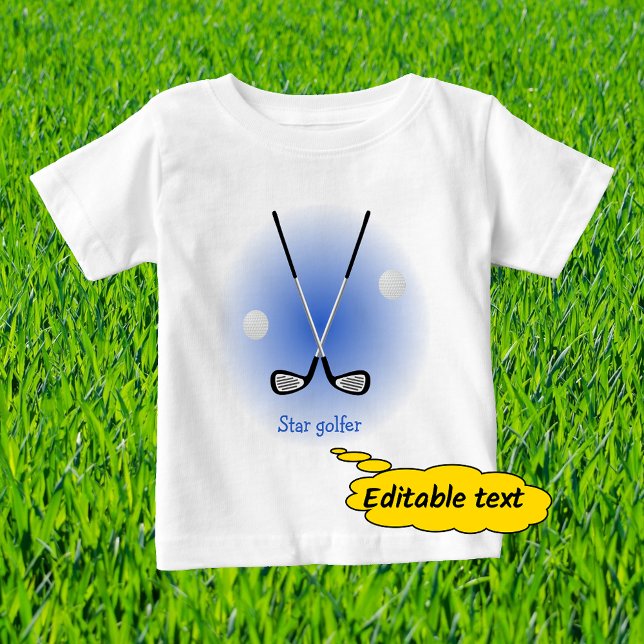 Camiseta Para Bebê Nome personalizado do Star Golfer azul (Criador carregado)