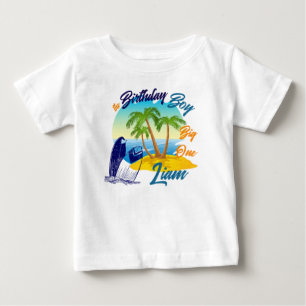 Camiseta Para Bebê Nome Personalizado do Tema de Praia do Grande Aniv