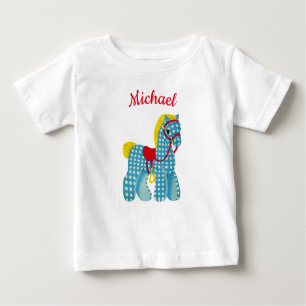 Camiseta Para Bebê Nome personalizado do tema Pony Western verificado