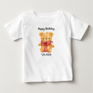 Camiseta Para Bebê Nome Personalizado Feliz Aniversário