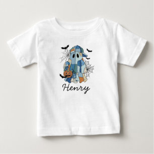 Camiseta Para Bebê Nome personalizado Halloween Ghost Boy Toddler e