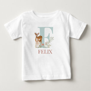 Camiseta Para Bebê Nome Personalizado Letra Inicial F