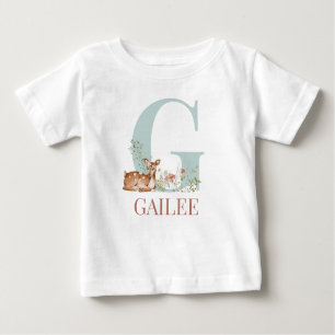 Camiseta Para Bebê Nome Personalizado Letra Inicial G