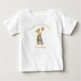 Camiseta Para Bebê Nome Personalizado primeiro aniversario Feliz Balã