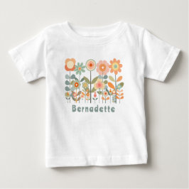Camiseta Para Bebê Nome Personalizado Retro Vintage Wildflower Daisy