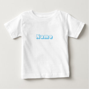 Camiseta Para Bebê Nome personalizado texto azul claro e fofo bebê T-