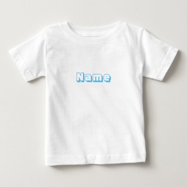 Camiseta Para Bebê Nome personalizado texto azul claro e fofo bebê T- (Frente)