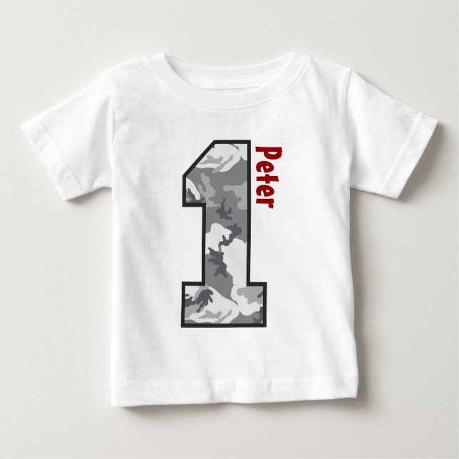 Camiseta Para Bebê Nome Personalizado V007A4 de um Ano do primeiro an (Frente)