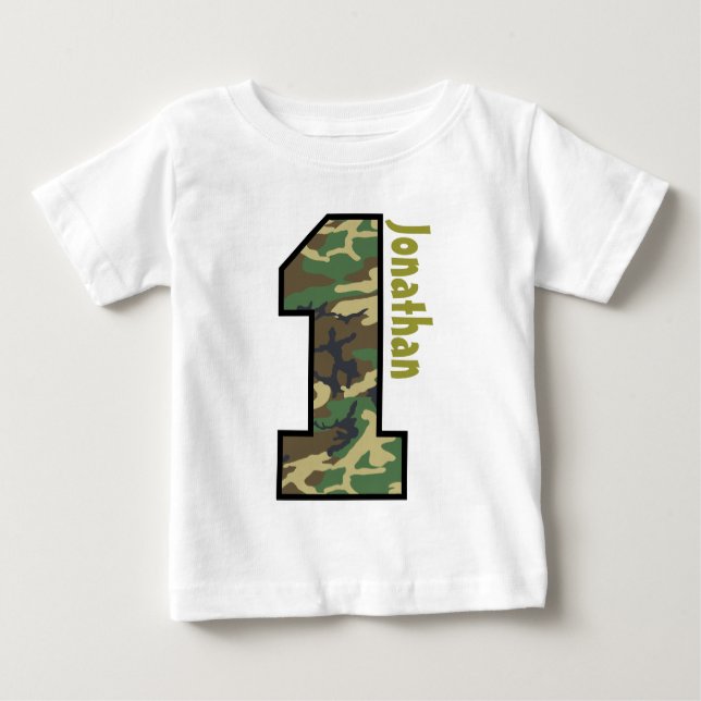 Camiseta Para Bebê Nome Personalizado V007A de um Ano do primeiro ani (Frente)