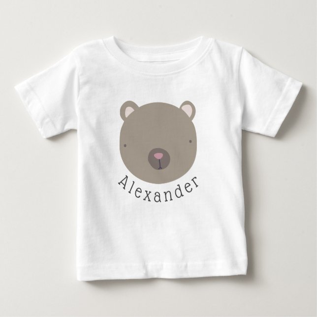 Camiseta Para Bebê Nome personalizável Camisa-T do Bear Cute Bear Bab (Frente)