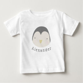 Camiseta Para Bebê Nome personalizável Camisa-T do bebê Pinguim-Cute
