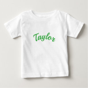 Camiseta Para Bebê Nome Taylor Em Verde,