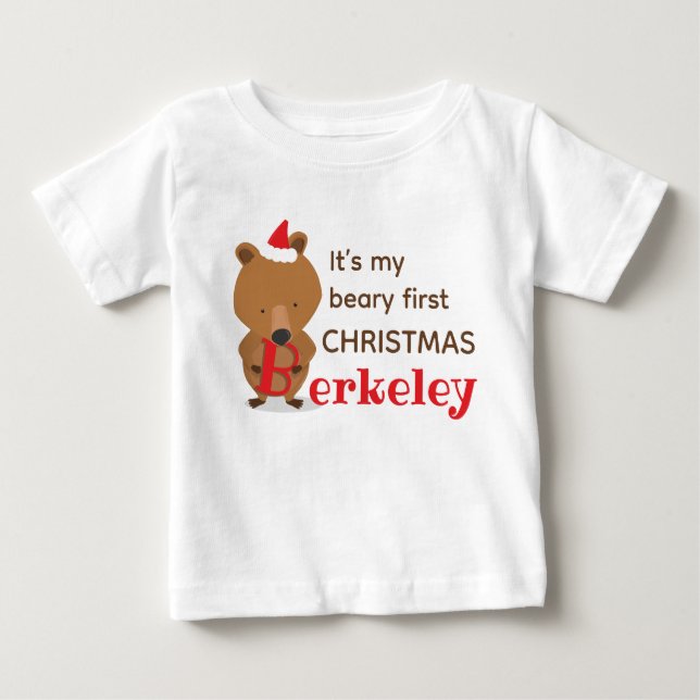 Camiseta Para Bebê Nome Urso 1rua Natal (Frente)