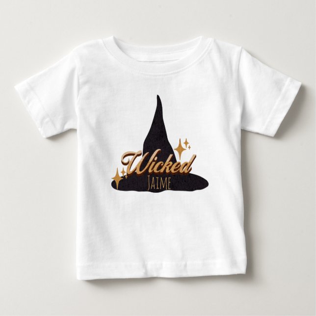 Camiseta Para Bebê Nome Wicked do Witch Retro (Frente)