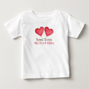 Camiseta Para Bebê Nomes personalizados gêmeos