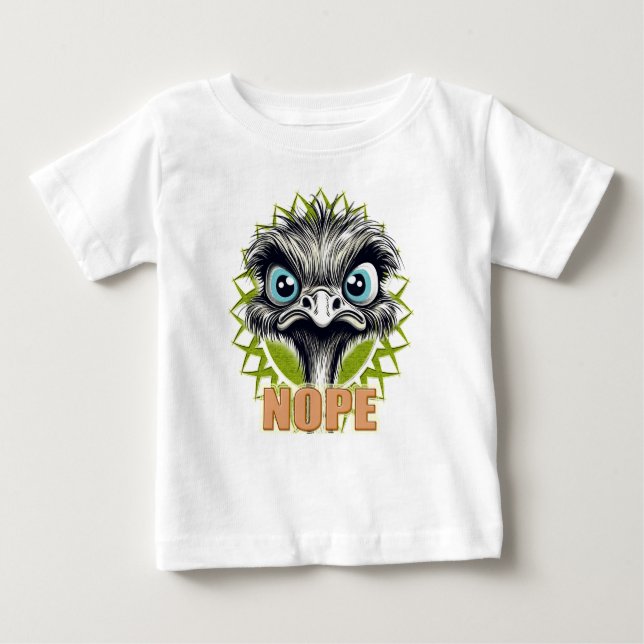 Camiseta Para Bebê NOPE Ostrich White Baby Tee (Frente)