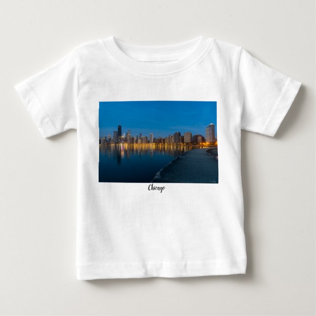 Camiseta Para Bebê Norte Chicago Cityscape (Frente)