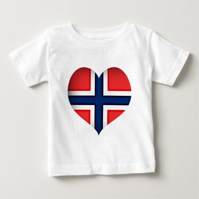 Camiseta Para Bebê Norway Flag Heart (Frente)