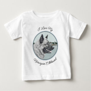 Camiseta Para Bebê Norwegian Elkhound na pintura da aldeia - Arte Can