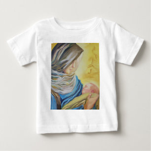 Camiseta Para Bebê Nossa Senhora do Silêncio segurando o menino Jesus