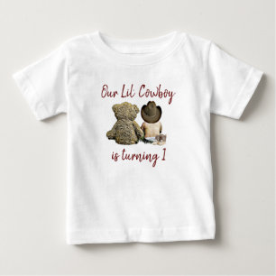 Camiseta Para Bebê Nosso Aniversário De Cowboy