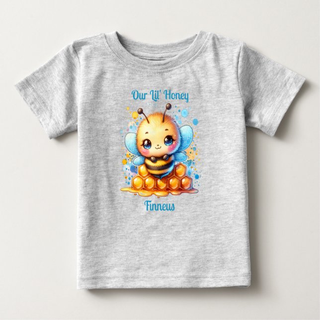 Camiseta Para Bebê Nosso Mel Lil | Abelhas de mel personalizadas (Frente)