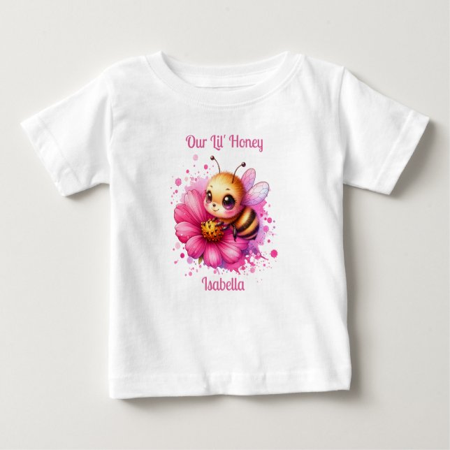 Camiseta Para Bebê Nosso Mel Lil | Abelhas de mel personalizadas (Frente)