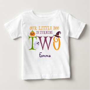 Camiseta Para Bebê Nosso Pequeno Boo Transformando Dois, segundo aniv
