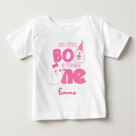 Camiseta Para Bebê Nosso Pequeno Boo Virando Um, primeiro aniversario
