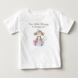 Camiseta Para Bebê Nosso Pequeno Macaco Primeiro Aniversário