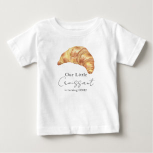 Camiseta Para Bebê Nosso Pequeno primeiro aniversario Croissant