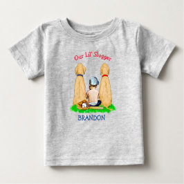 Camiseta Para Bebê Nosso Pequeno Rebatedor Personalizado Tema de Beis