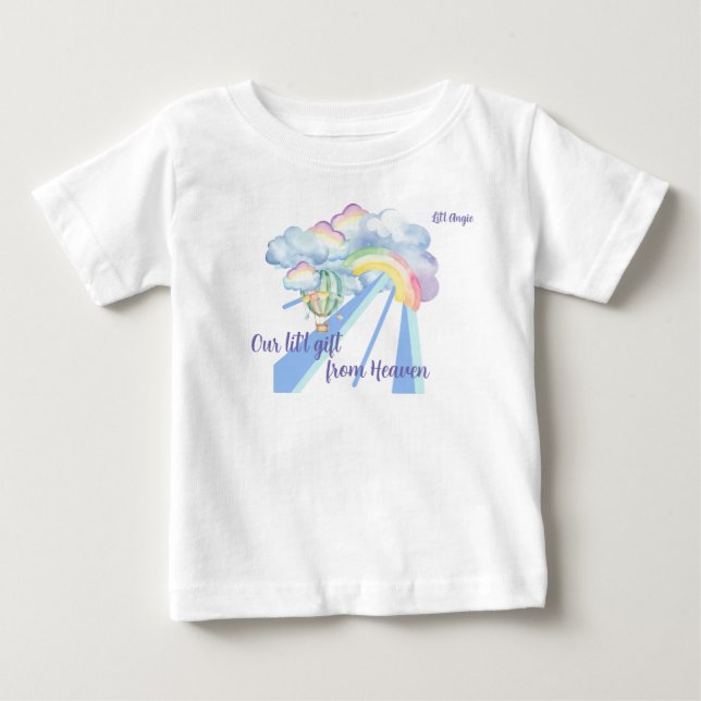 Camiseta Para Bebê "Nosso presentinho do Céu" Personalizável  (Frente)