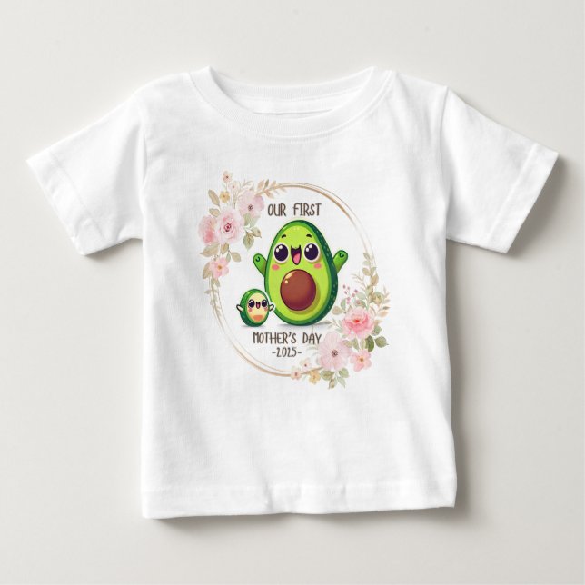 Camiseta Para Bebê Nosso primeiro Dia de as mães (Frente)